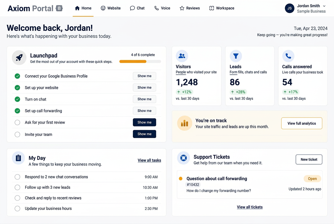 Axiom Portal product interface