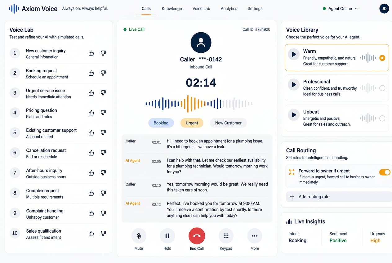 Axiom Voice product interface